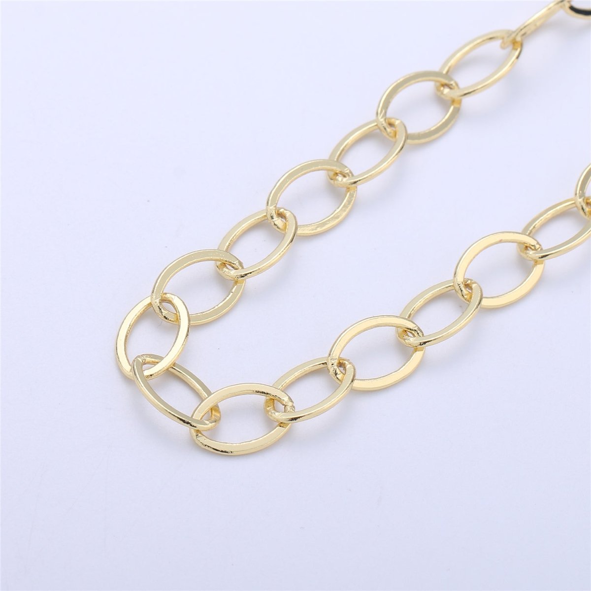 24K Gold Filled Rolo CABLE Chain by Yard, Wholesale Bulk Roll Chain for Jewelry Making | ROLL-031 Clearance Pricing - DLUXCA