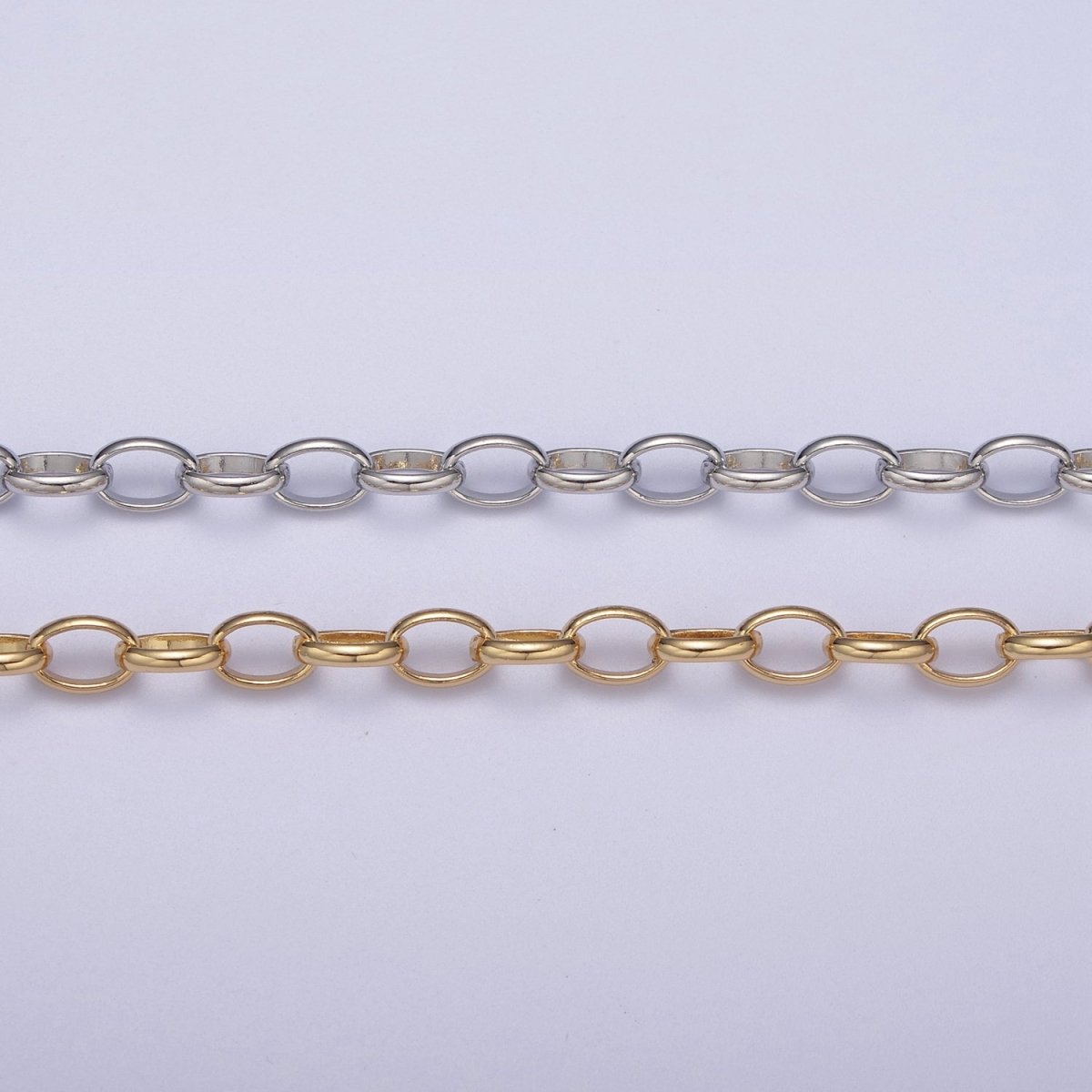 24K Gold Filled ROLO Cable Chain, Unfinished 7X5mm Oval Cable Chain in Gold & Silver, Unfinished Chain For Jewelry Making | ROLL-662, ROLL-663 Clearance Pricing - DLUXCA