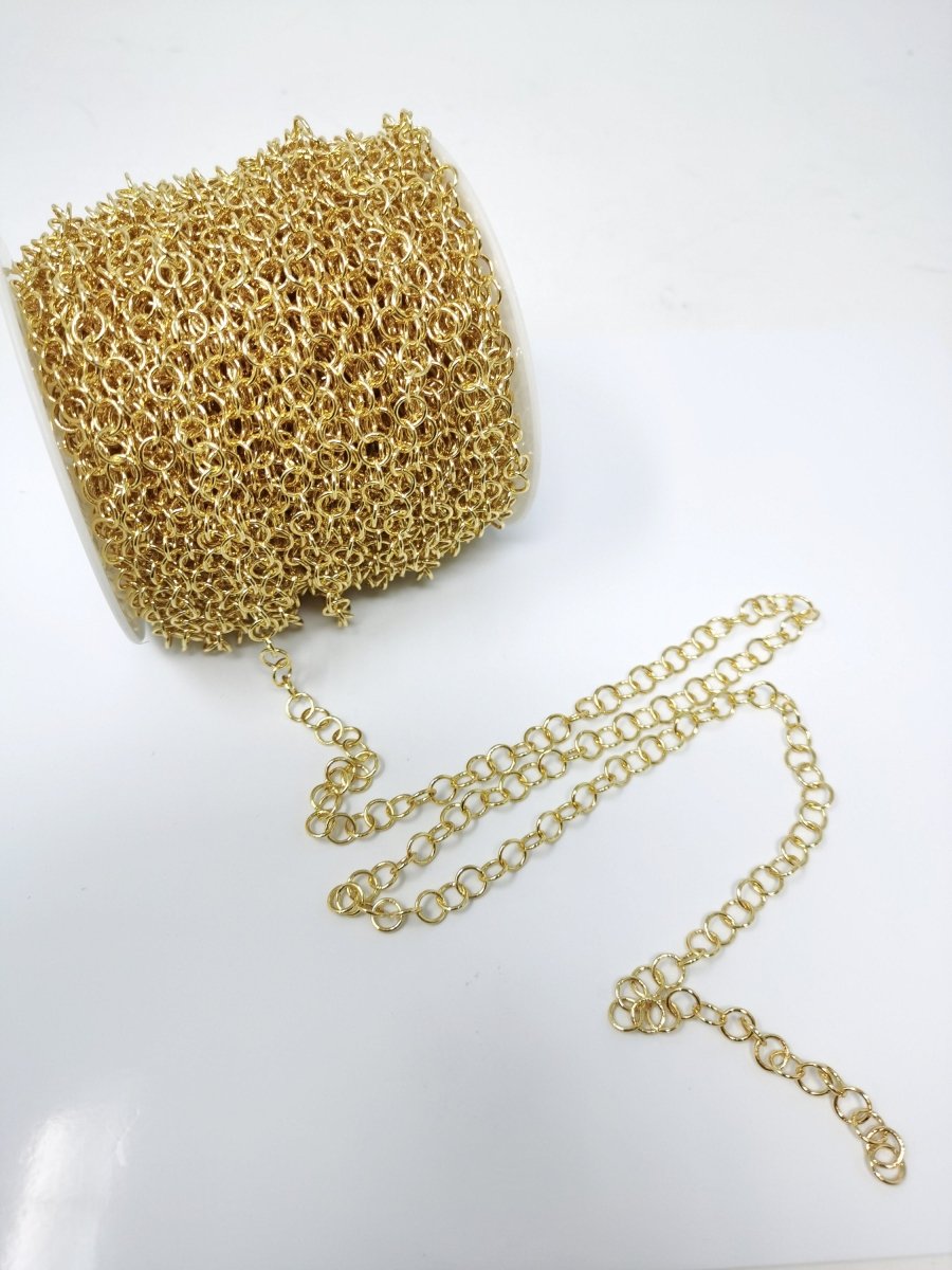 24K Gold Filled ROLO Chain by Yard, 6mm Width, Wholesale Bulk Roll Chain For Jewelry Making, Necklace Bracelet Anklet Component Supply | ROLL-079 Clearance Pricing - DLUXCA