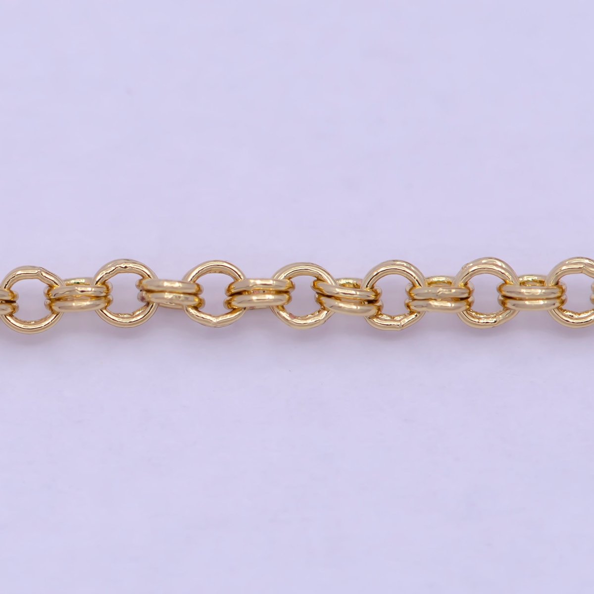 24K Gold Filled Rolo Unfinished Chain by Yard, Double Rolo Bulk Wholesale Chain For Jewelry Making | ROLL-734 Clearance Pricing - DLUXCA