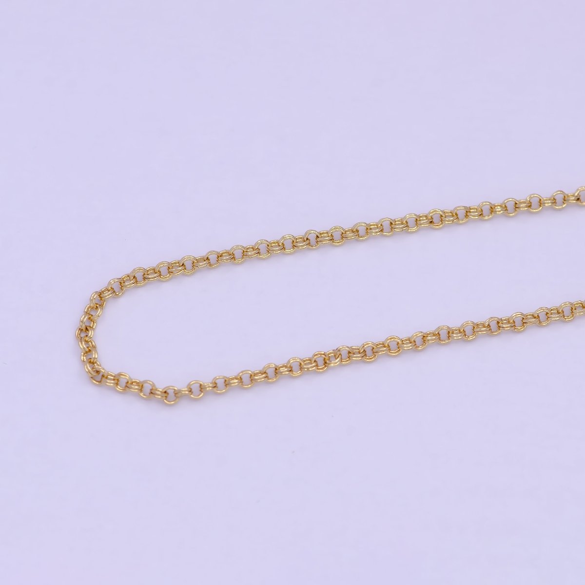 24K Gold Filled Rolo Unfinished Chain by Yard, Double Rolo Bulk Wholesale Chain For Jewelry Making | ROLL-734 Clearance Pricing - DLUXCA
