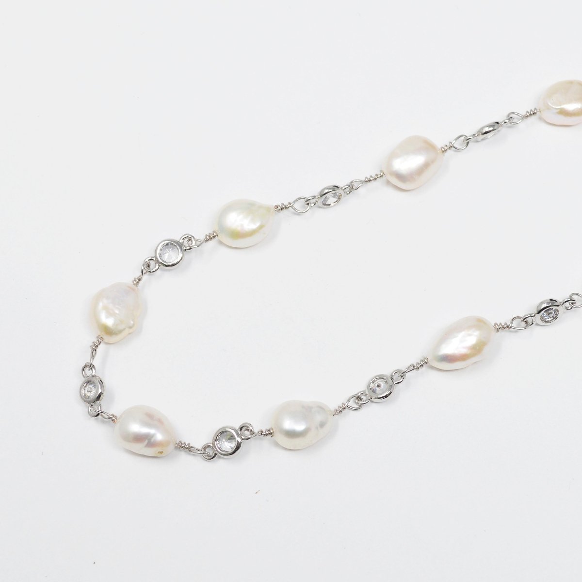 24K Gold Filled Rosary Chain by Yard with Baroque Mother Pearl Bezel Cut CZ Link Chain For Jewelry Making | ROLL-431 ROLL-433 Clearance Pricing - DLUXCA