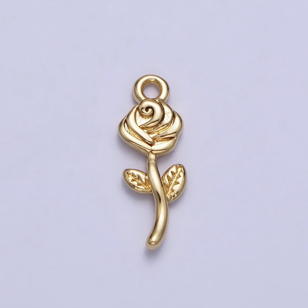 24K Gold Filled Rose Blooming Flower Nature Add-On Charm in Gold & Silver | AC343 AC344 - DLUXCA