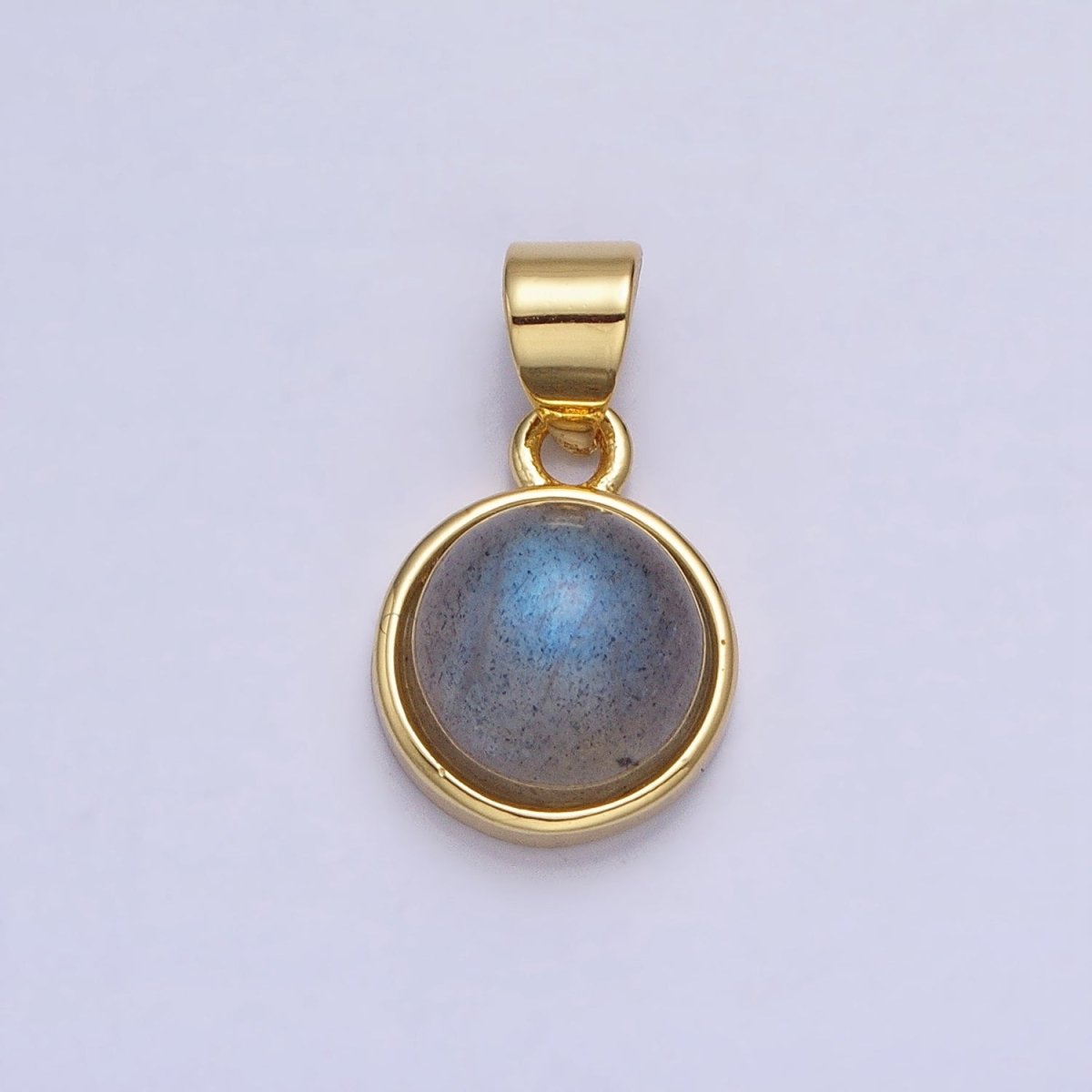 24K Gold Filled Rose Quartz, Aventurine, Labradorite, Blue Agate, Amethyst Round Pendant | AA195 - AA199 - DLUXCA