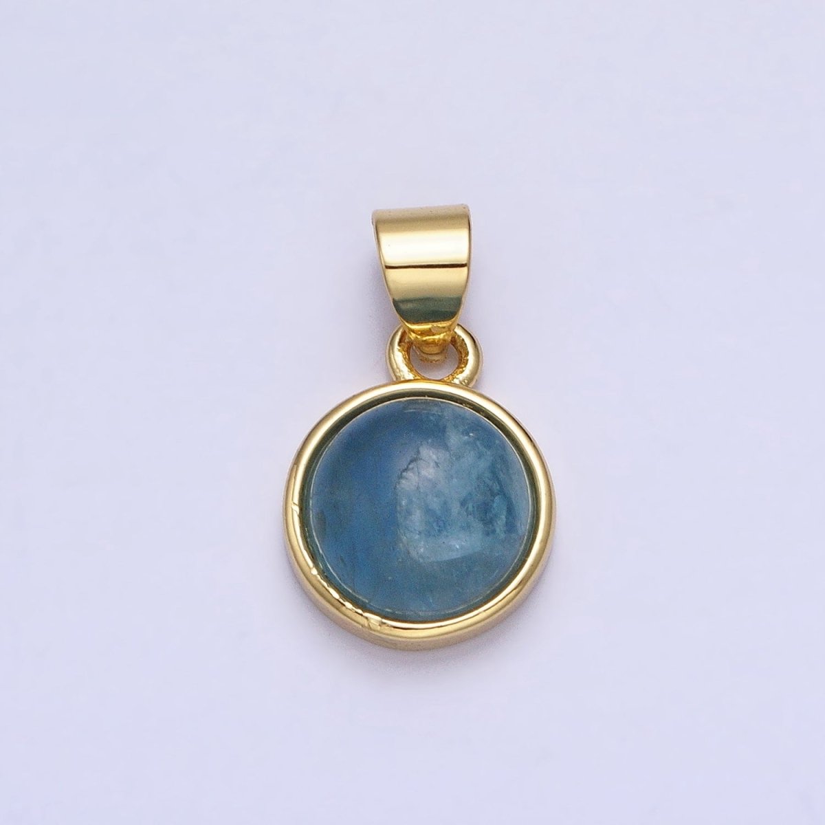24K Gold Filled Rose Quartz, Aventurine, Labradorite, Blue Agate, Amethyst Round Pendant | AA195 - AA199 - DLUXCA