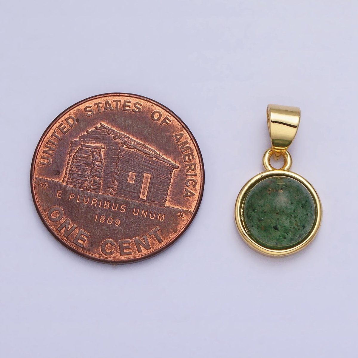 24K Gold Filled Rose Quartz, Aventurine, Labradorite, Blue Agate, Amethyst Round Pendant | AA195 - AA199 - DLUXCA