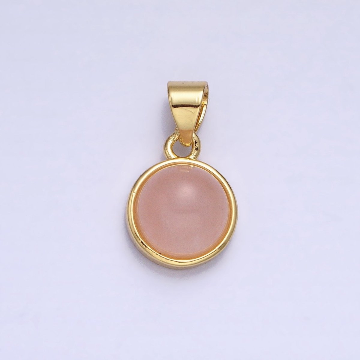 24K Gold Filled Rose Quartz, Aventurine, Labradorite, Blue Agate, Amethyst Round Pendant | AA195 - AA199 - DLUXCA