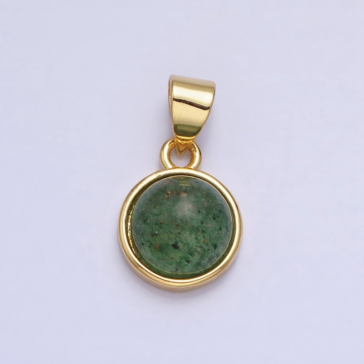 24K Gold Filled Rose Quartz, Aventurine, Labradorite, Blue Agate, Amethyst Round Pendant | AA195 - AA199 - DLUXCA