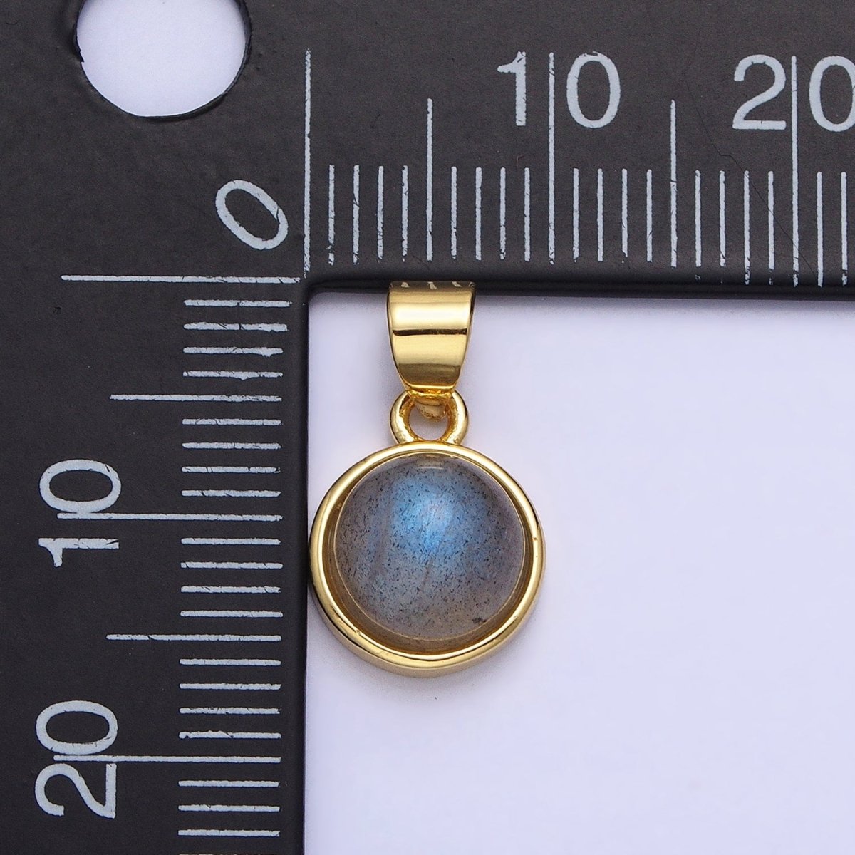 24K Gold Filled Rose Quartz, Aventurine, Labradorite, Blue Agate, Amethyst Round Pendant | AA195 - AA199 - DLUXCA