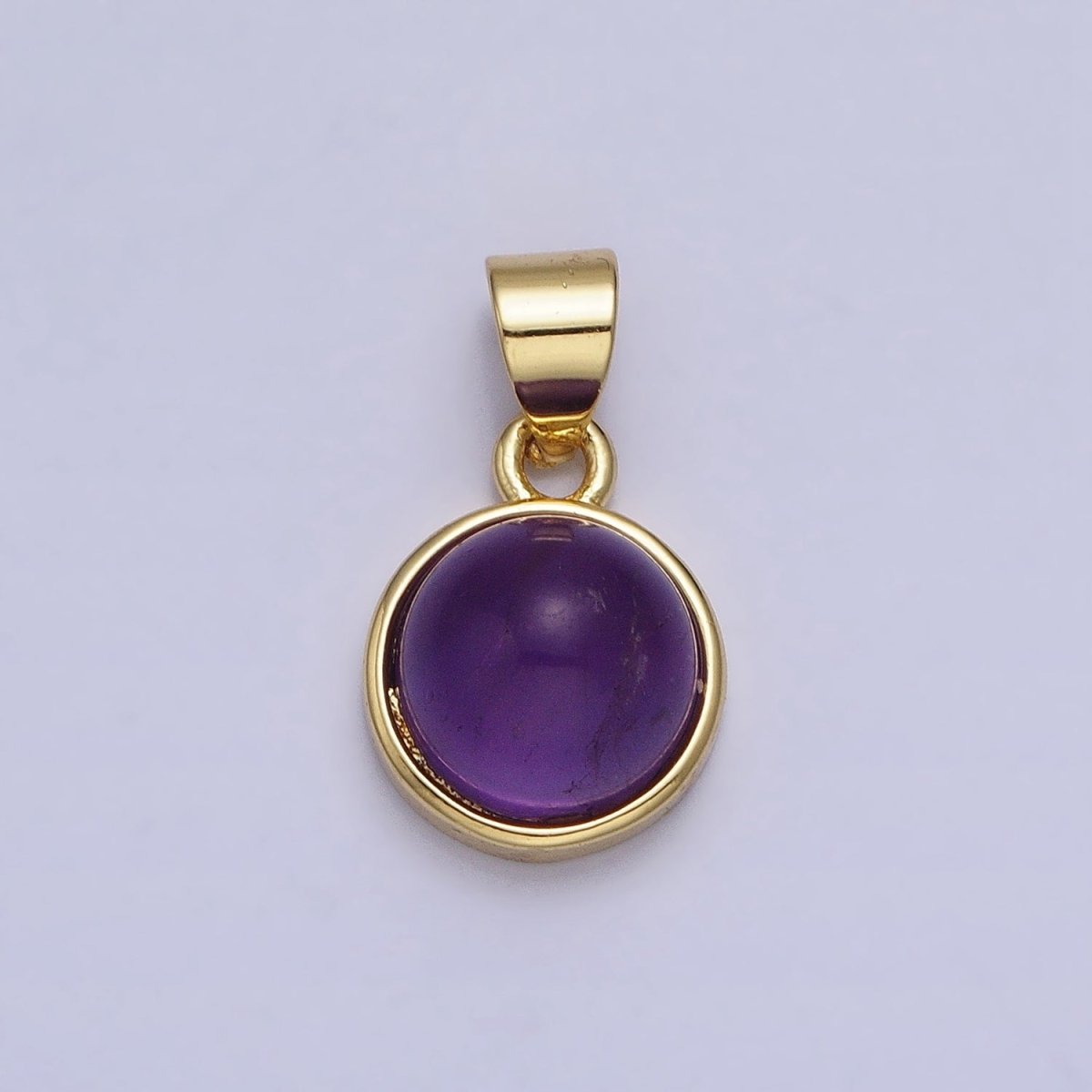 24K Gold Filled Rose Quartz, Aventurine, Labradorite, Blue Agate, Amethyst Round Pendant | AA195 - AA199 - DLUXCA
