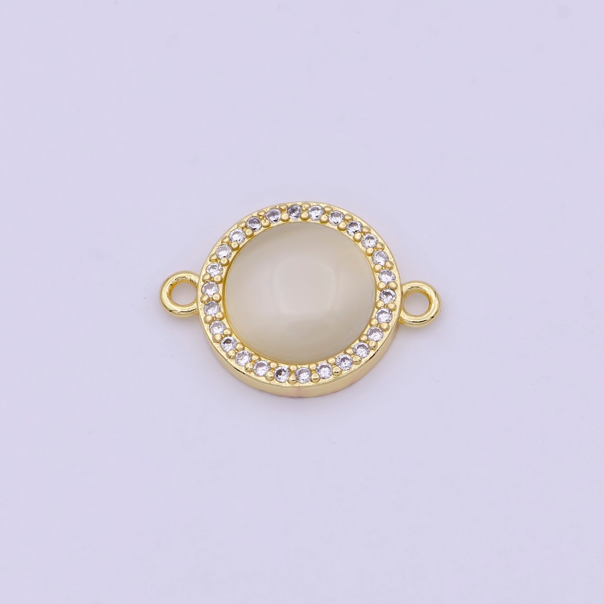 24K Gold Filled Round Micro Paved CZ Natural Stone Connector F-687 F-688 F-689 F-697 F-698 F-699 F-700 F-708 F-733 - DLUXCA