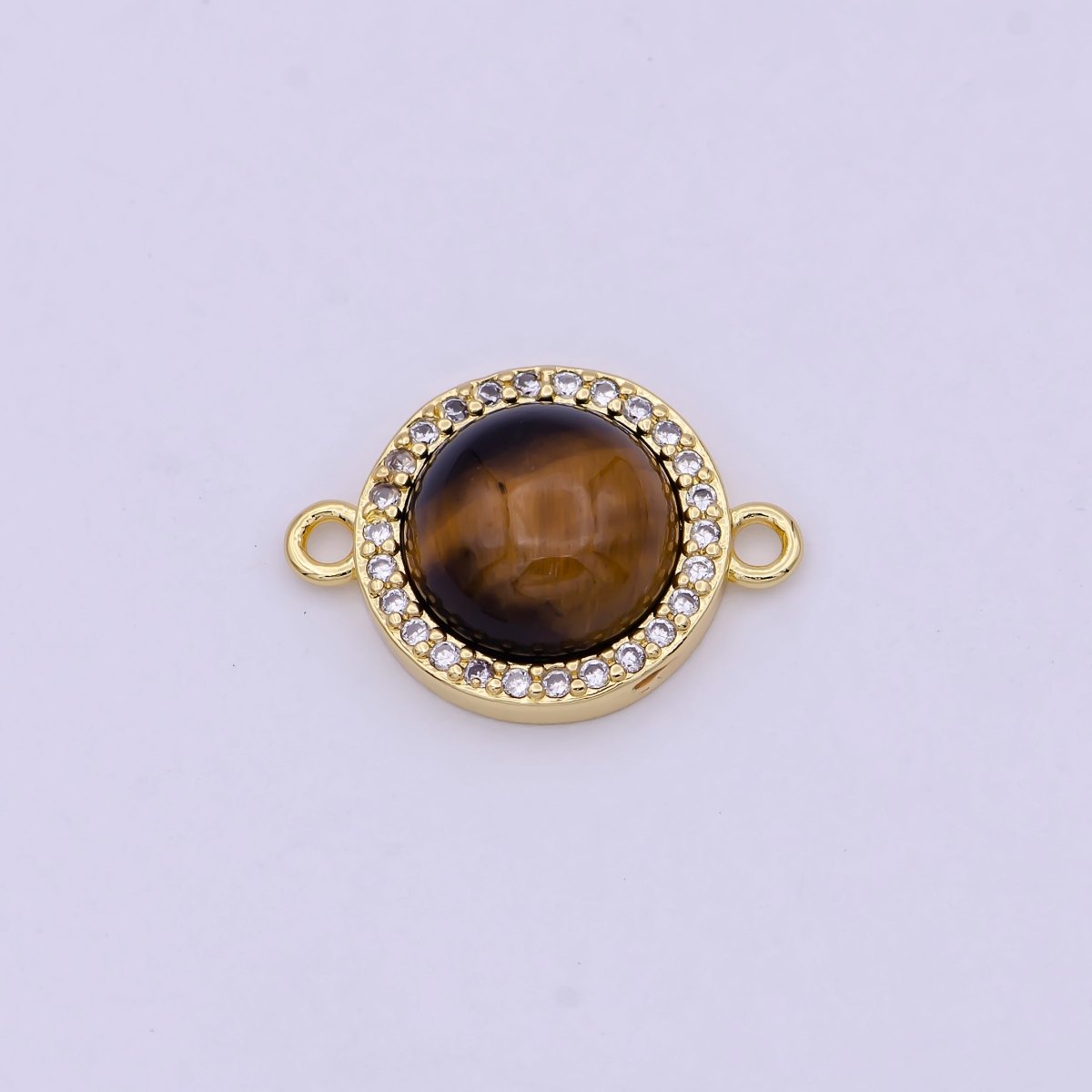 24K Gold Filled Round Micro Paved CZ Natural Stone Connector F-687 F-688 F-689 F-697 F-698 F-699 F-700 F-708 F-733 - DLUXCA