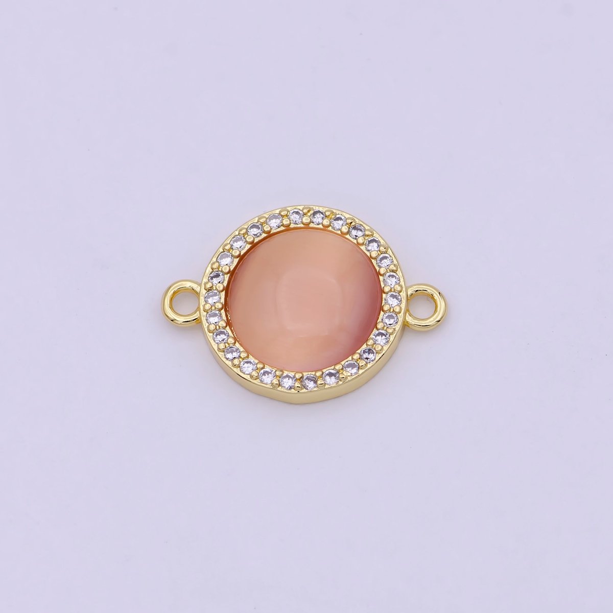 24K Gold Filled Round Micro Paved CZ Natural Stone Connector F-687 F-688 F-689 F-697 F-698 F-699 F-700 F-708 F-733 - DLUXCA