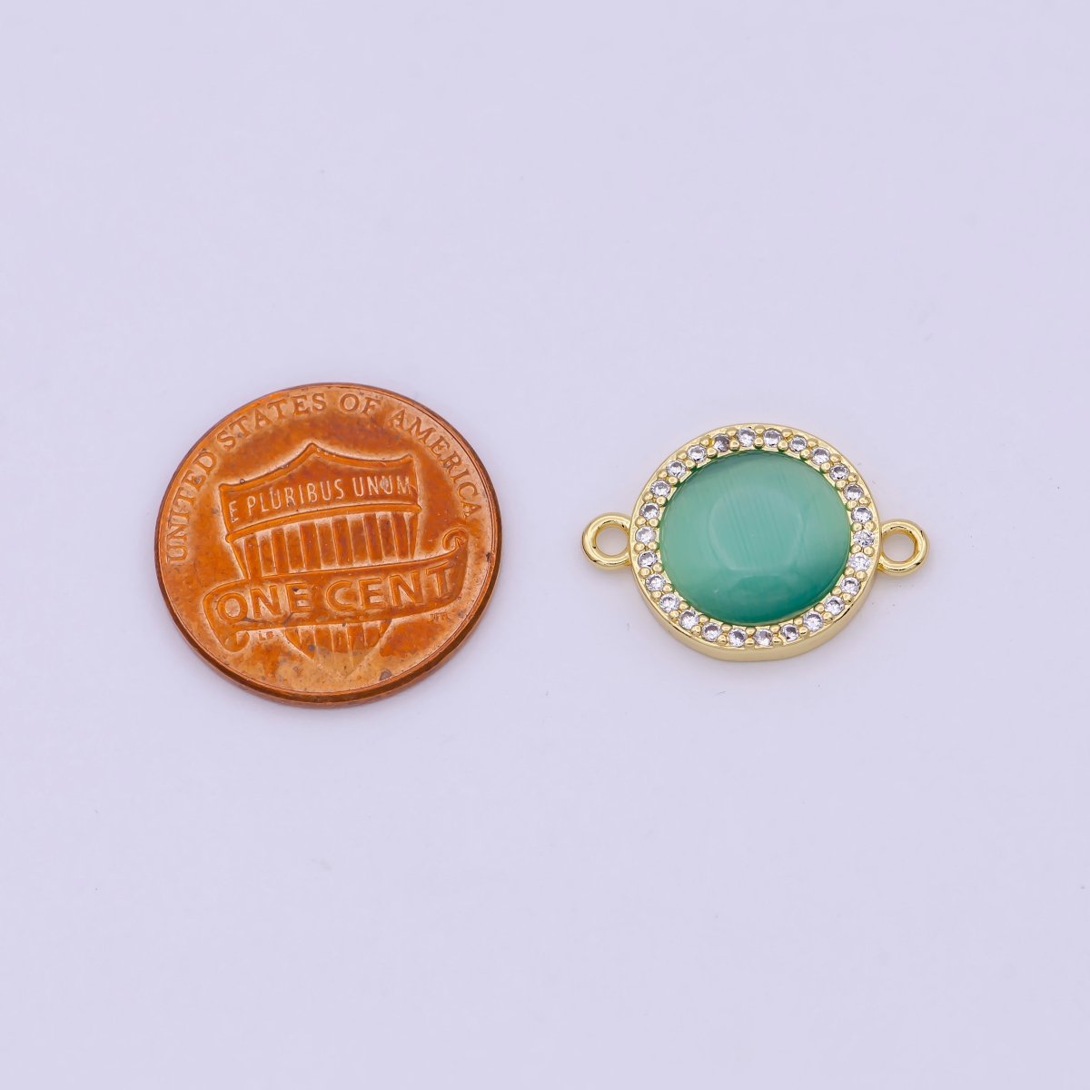 24K Gold Filled Round Micro Paved CZ Natural Stone Connector F-687 F-688 F-689 F-697 F-698 F-699 F-700 F-708 F-733 - DLUXCA