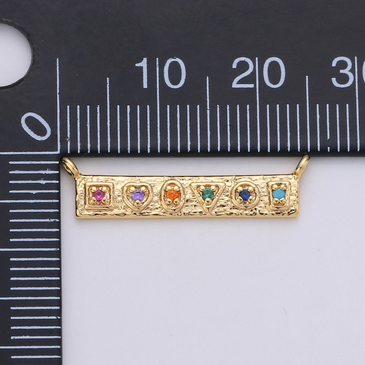 24K Gold Filled Rustic Geometric Shape Connector with Micro Pave Multi Color Cubic Charm double bail for Necklace or Bracelet F-358 F-359 - DLUXCA