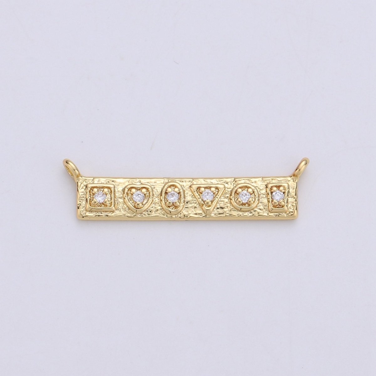24K Gold Filled Rustic Geometric Shape Connector with Micro Pave Multi Color Cubic Charm double bail for Necklace or Bracelet F-358 F-359 - DLUXCA