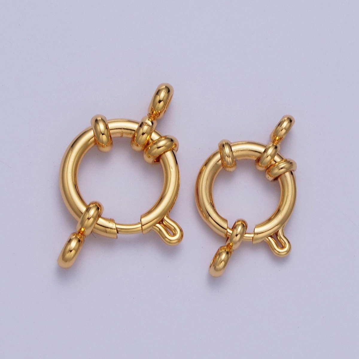 24K Gold Filled Sailor Clasps, Double Two Loops Large Spring Ring for Necklace Bracelet Finding L-900 L-901 - DLUXCA