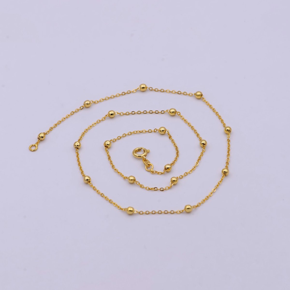 24K Gold Filled Satellite Chain Dainty Gold Ball Chain 18 Inches Ready To Wear Necklace w/ Lobster Clasps | WA-527 WA-528 Clearance Pricing - DLUXCA