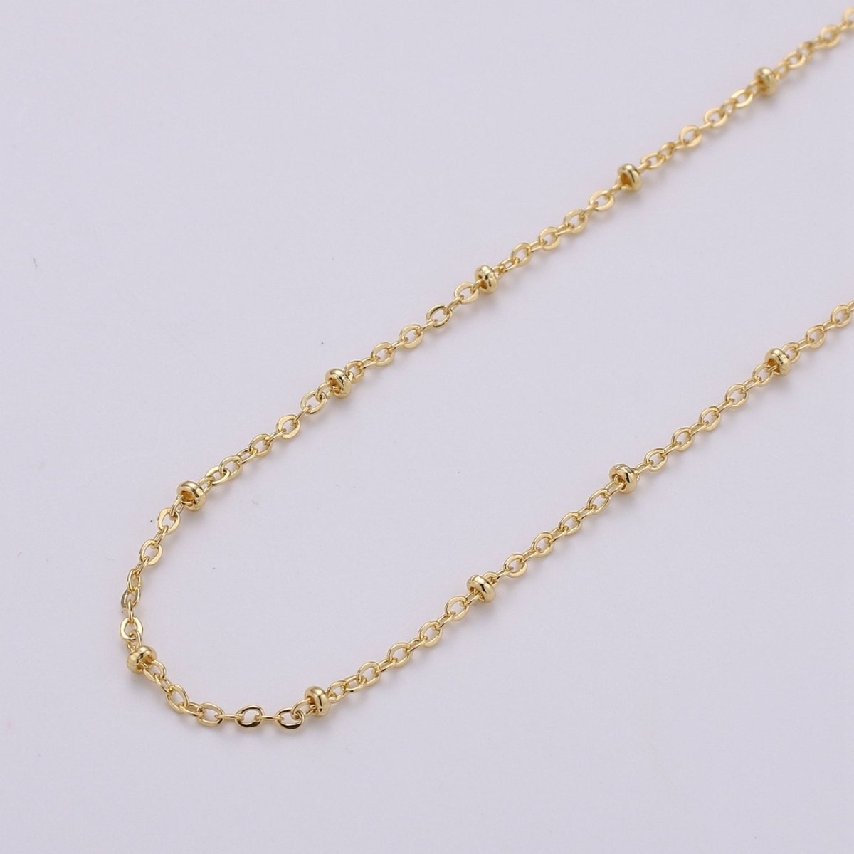 24K Gold Filled Satellite Chain - Gold Filled Beaded Chain - Satellite Chain By the Yard- Unfinished Chain for Necklace Rosary | ROLL-133 - DLUXCA
