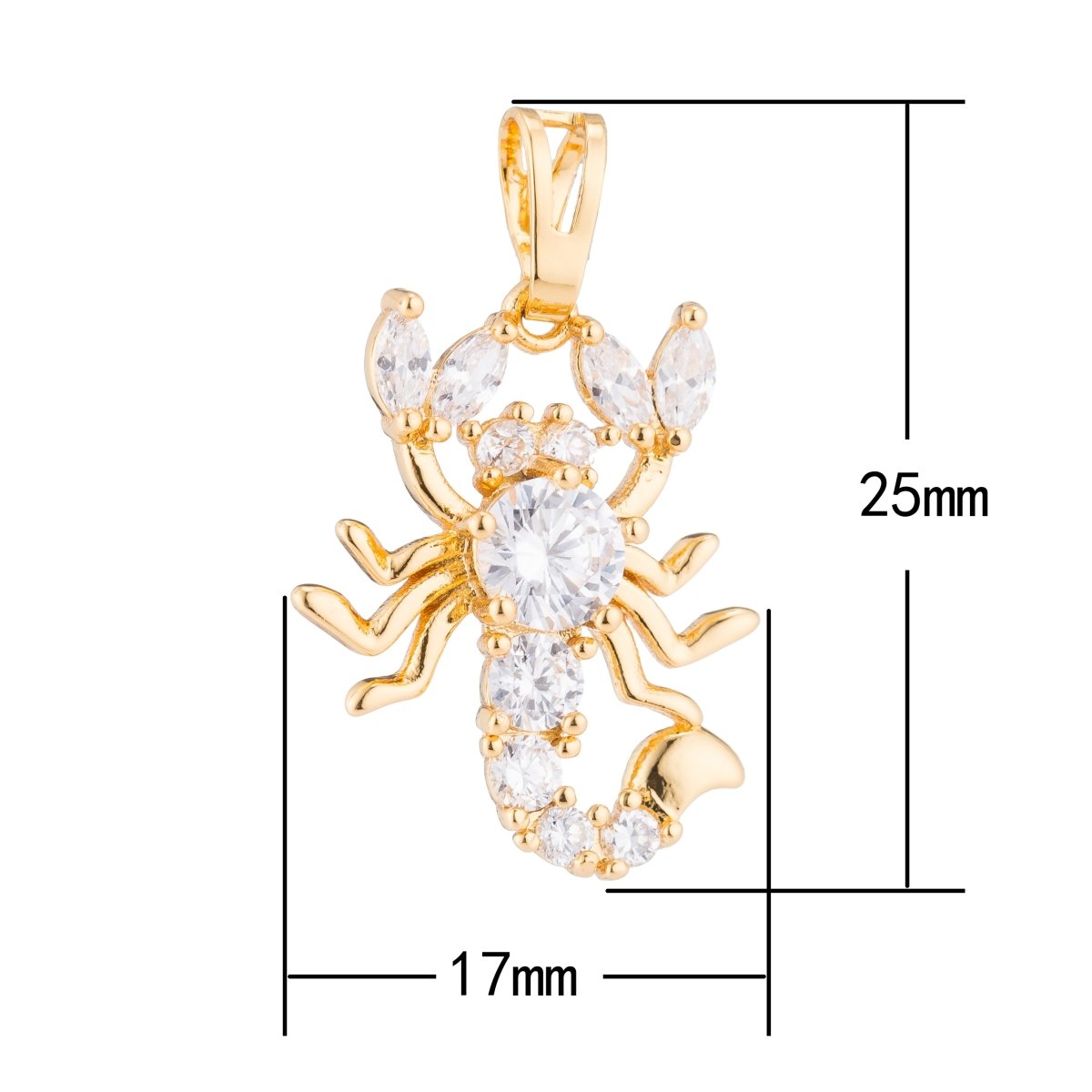 24k Gold Filled Scorpio Scorpion, Animal, Insect, Scorpio, Strong, DIY Cubic Zirconia Necklace Pendant Charm Findings for Jewelry Making H-185 - DLUXCA