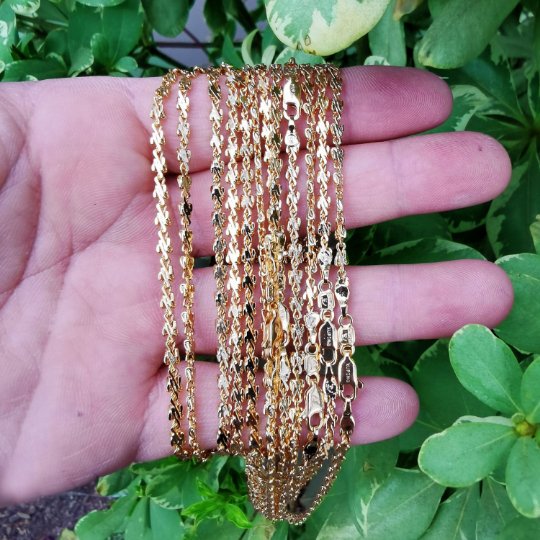 24K Gold Filled Scroll Necklace - Designed Necklace - 3mm 19.7 Inches, 23.6 Inches Designed Necklace w/ Lobster Clasps | CN-826, CN-827 Clearance Pricing - DLUXCA