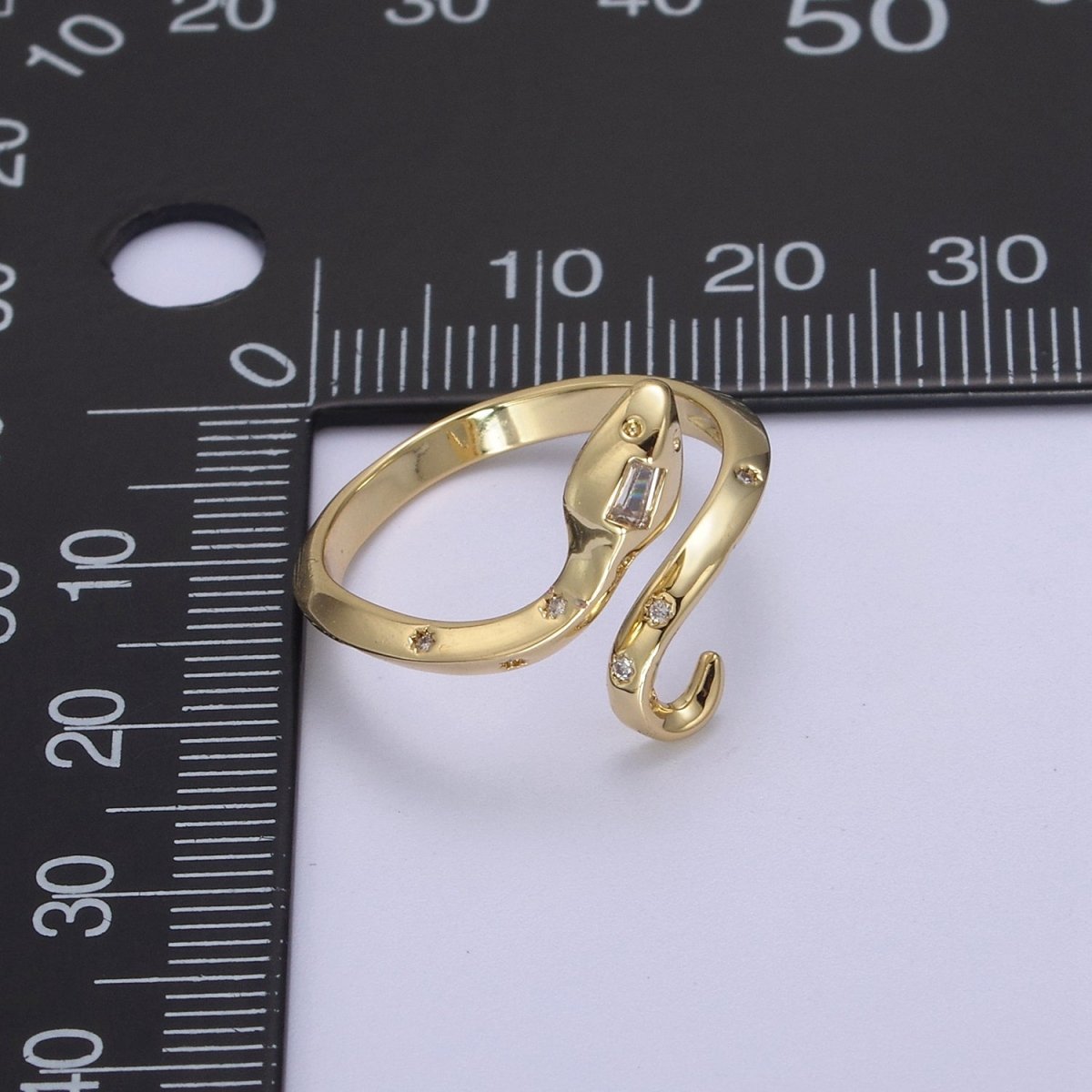 24K Gold Filled Serpent Ring, Adjustable Micro Pave Zirconia CZ Snake Ring, Dainty Curling Snake Jewelry U-464 - DLUXCA