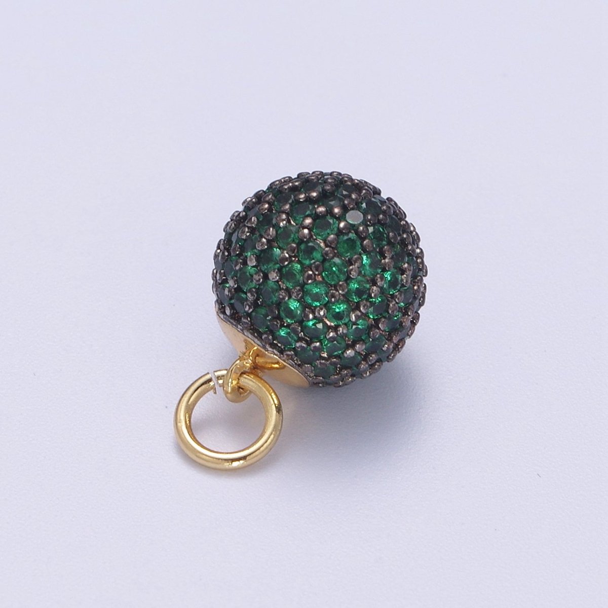 24K Gold Filled Shambala Bead Ball Green, Black, Blue, Fuchsia, Turquoise, Clear, Silver Micro Paved CZ Charm N-314 - N-320 - DLUXCA