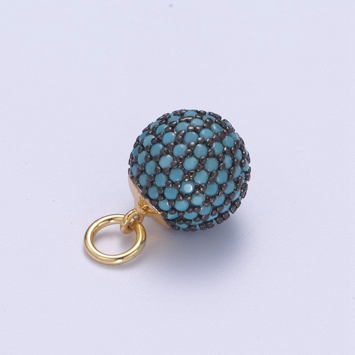 24K Gold Filled Shambala Bead Ball Green, Black, Blue, Fuchsia, Turquoise, Clear, Silver Micro Paved CZ Charm N-314 - N-320 - DLUXCA