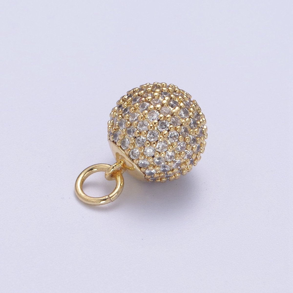 24K Gold Filled Shambala Bead Ball Green, Black, Blue, Fuchsia, Turquoise, Clear, Silver Micro Paved CZ Charm N-314 - N-320 - DLUXCA