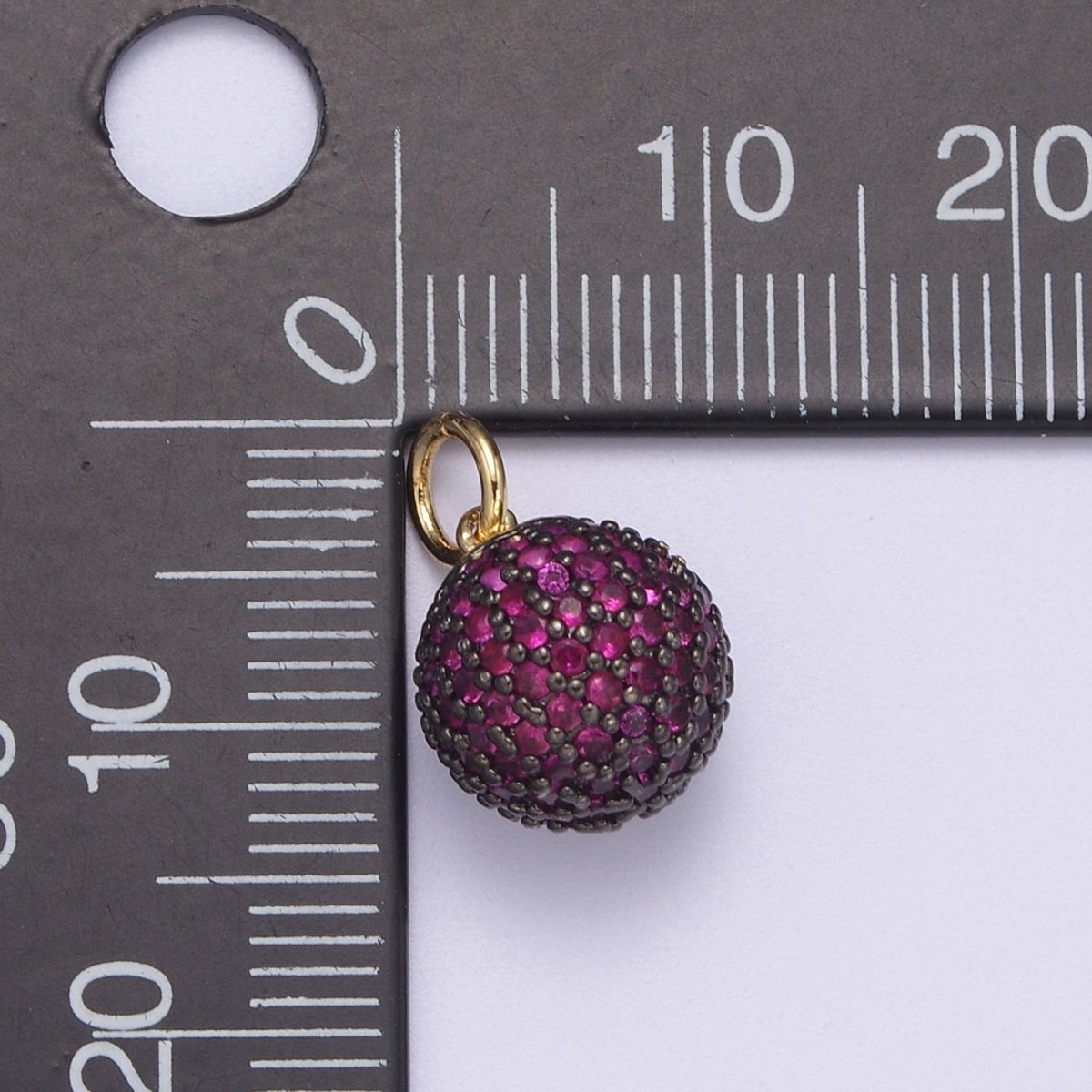 24K Gold Filled Shambala Bead Ball Green, Black, Blue, Fuchsia, Turquoise, Clear, Silver Micro Paved CZ Charm N-314 - N-320 - DLUXCA