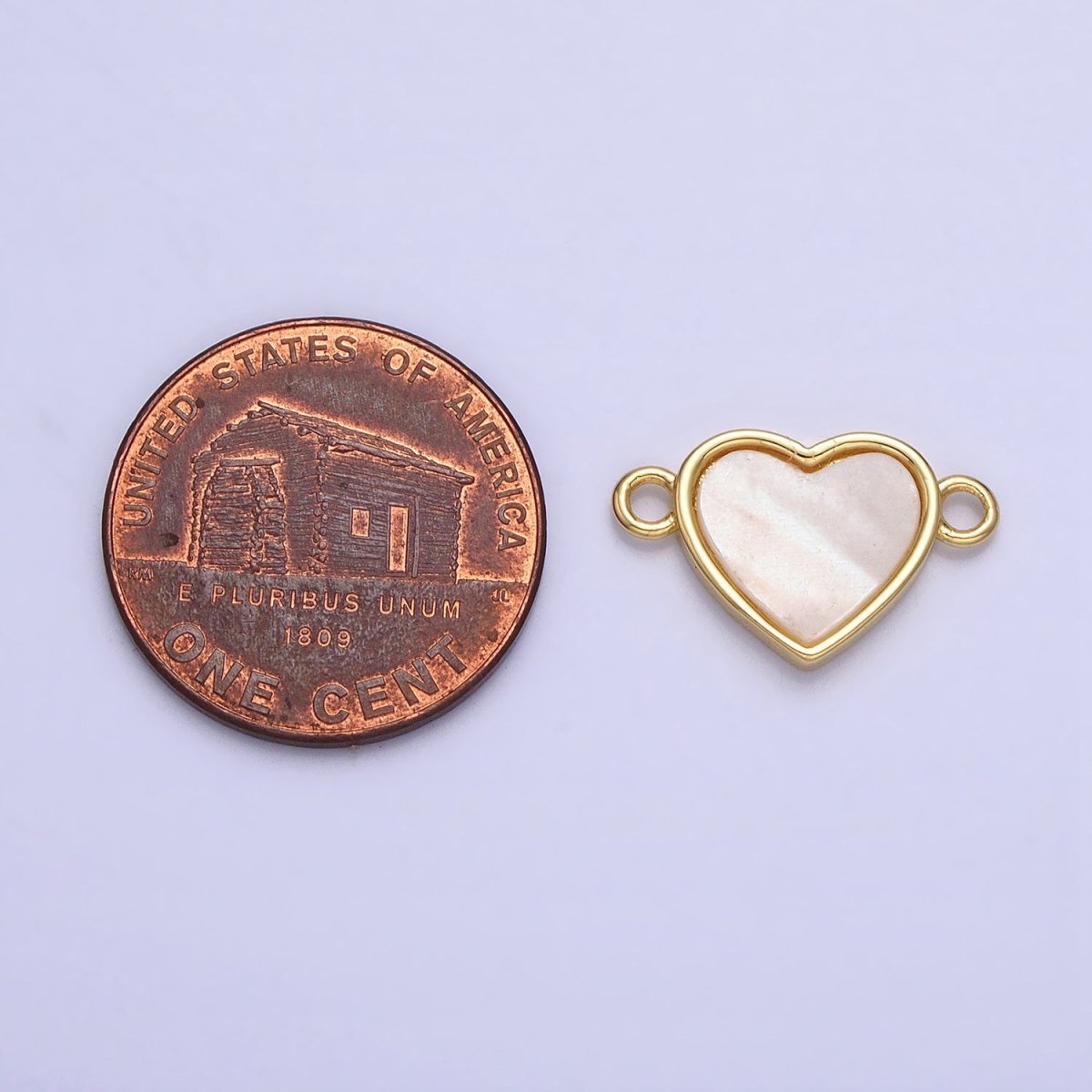 24K Gold Filled Shell Pearl Heart Valentine Jewelry Link Connector | AA-947 - DLUXCA