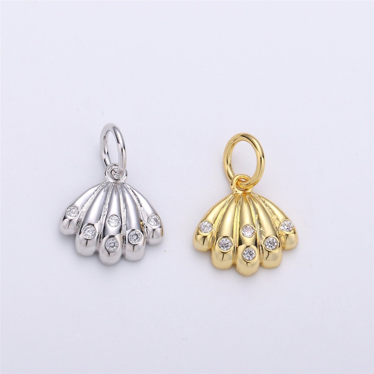 24k gold filled Shell Pendant Charm,Gold Filled Sea Shell Seashell, ocean sea life Charms, Silver Scallop Shell Charm for Bracelet Necklace D-007 D-008 - DLUXCA