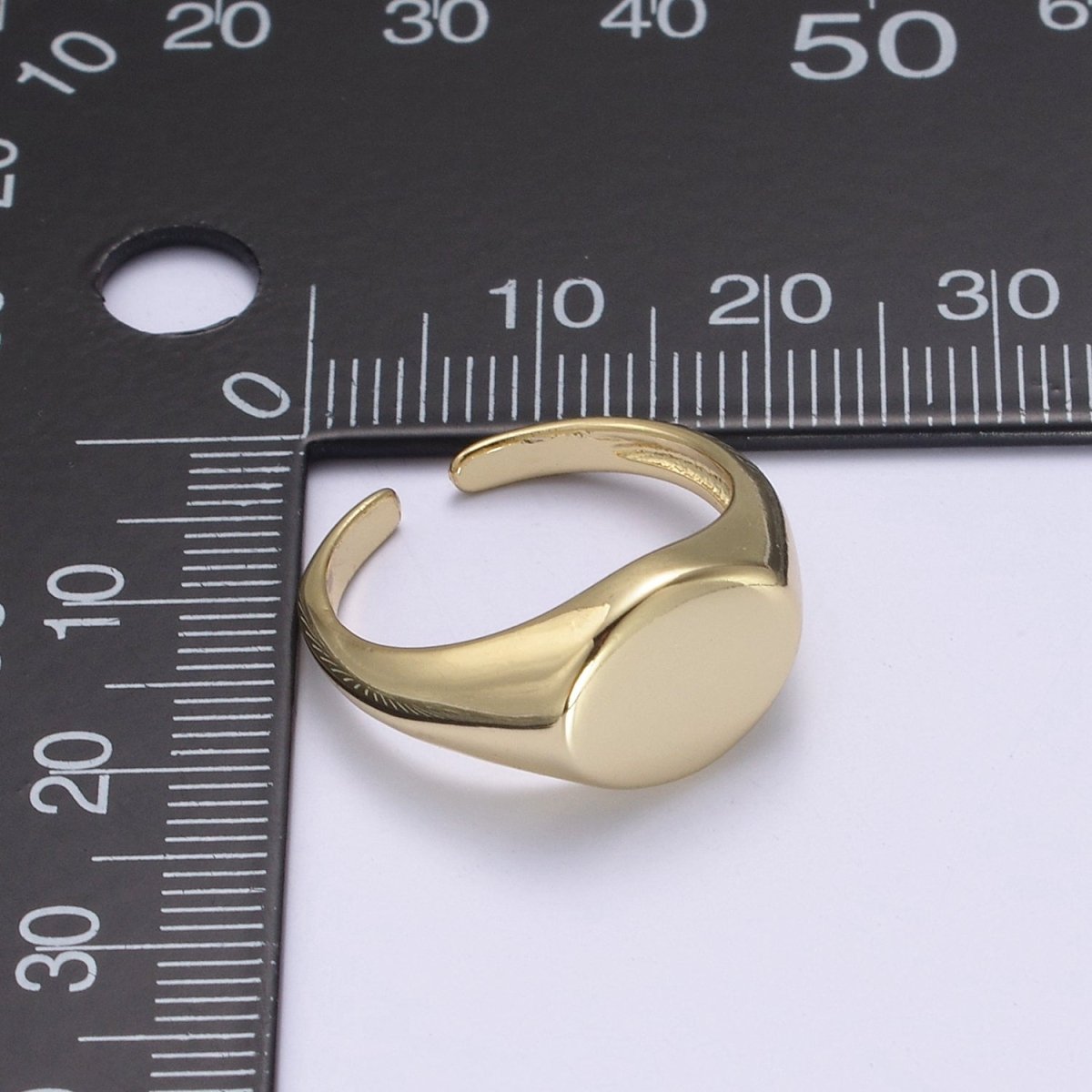 24K Gold Filled Signet Ring, Minimalist Adjustable Stackable Ring, Gift For Him Her | U-470 - DLUXCA