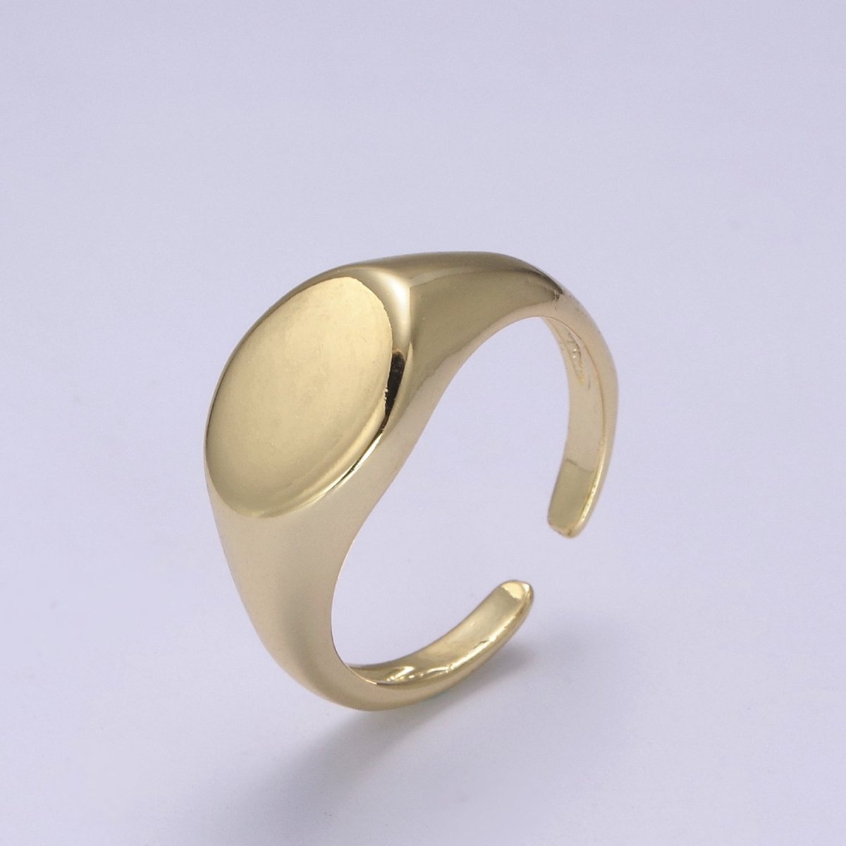 24K Gold Filled Signet Ring, Minimalist Adjustable Stackable Ring, Gift For Him Her | U-470 - DLUXCA