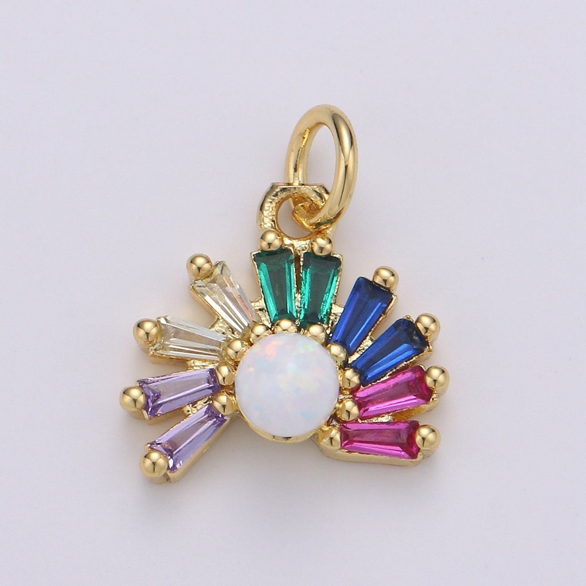 24K Gold Filled Silver Rainbow Sun rise Charm D-936 E-001 - DLUXCA