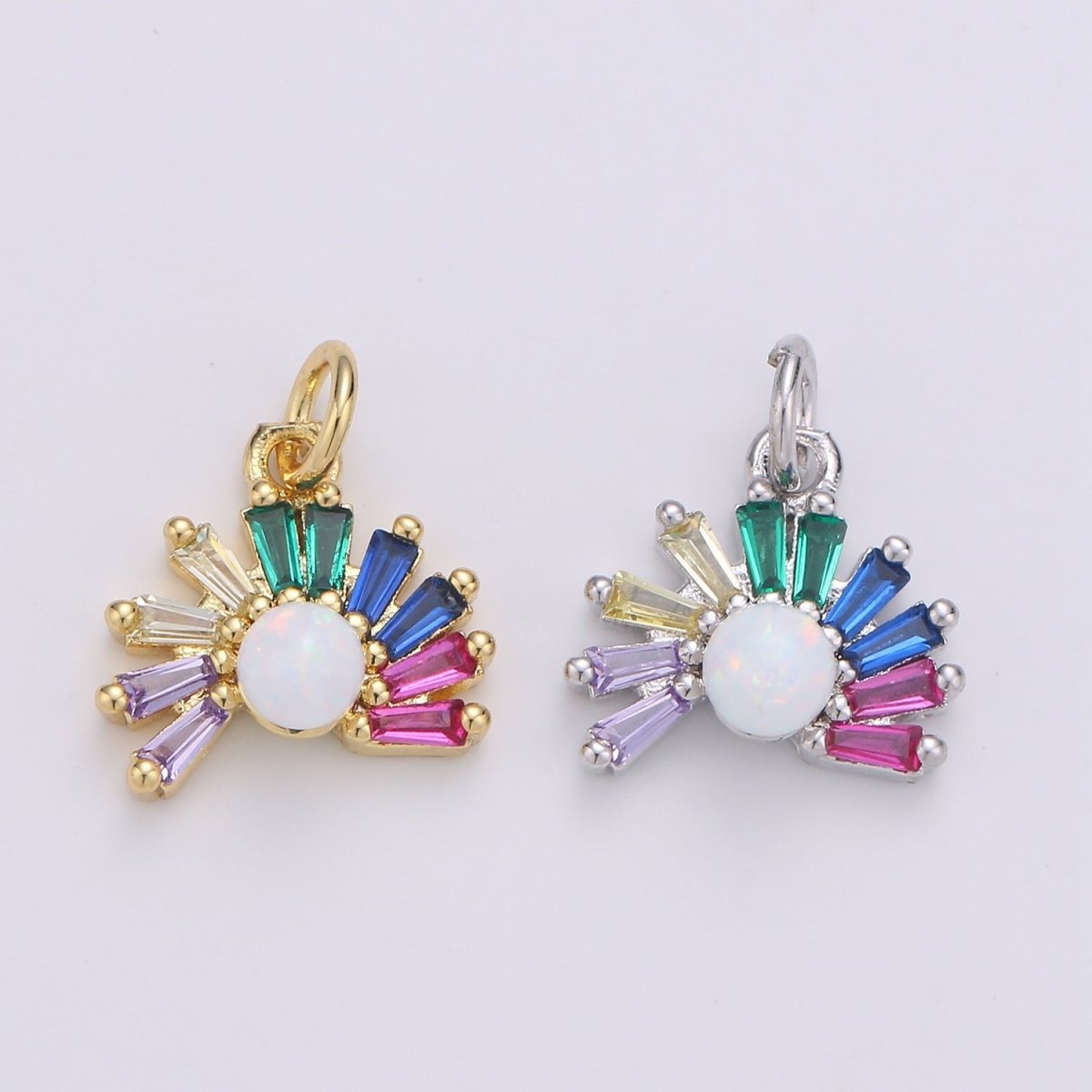 24K Gold Filled Silver Rainbow Sun rise Charm D-936 E-001 - DLUXCA
