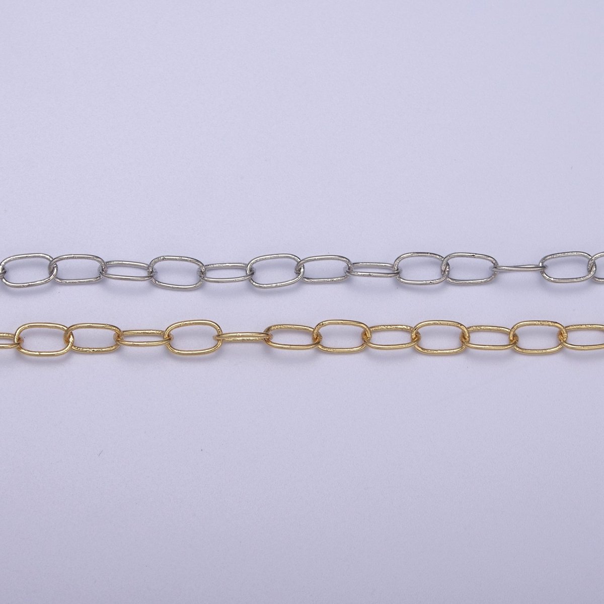 24K Gold Filled Silver Unfinished CABLE Chain, 4mm Width, Wholesale Chain For Jewelry Making | ROLL-617, ROLL-618 Clearance Pricing - DLUXCA