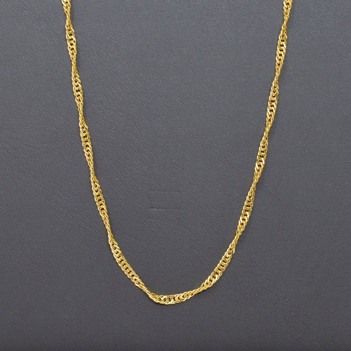 24K Gold Filled Singapore Chain Necklace, 2.5mm 20 inches Long Yellow Gold Singapore Necklace w/ W Clasps | CN-988 Clearance Pricing - DLUXCA