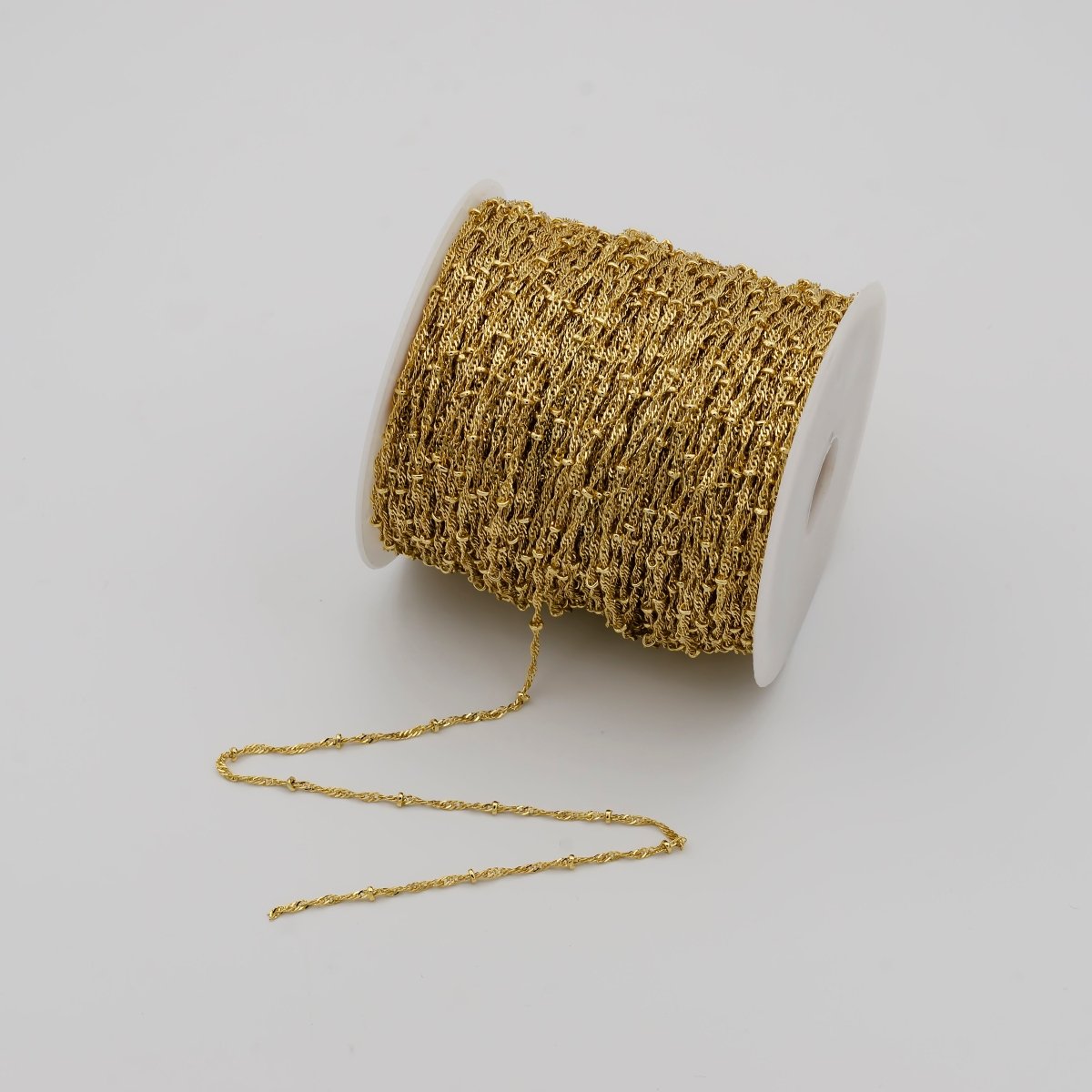 24K Gold Filled Singapore Satellite Bead Chain, 2.3mm Unfinished Chain by Yard For Jewelry Making Supply Component | ROLL-639, ROLL-640 Clearance Pricing - DLUXCA