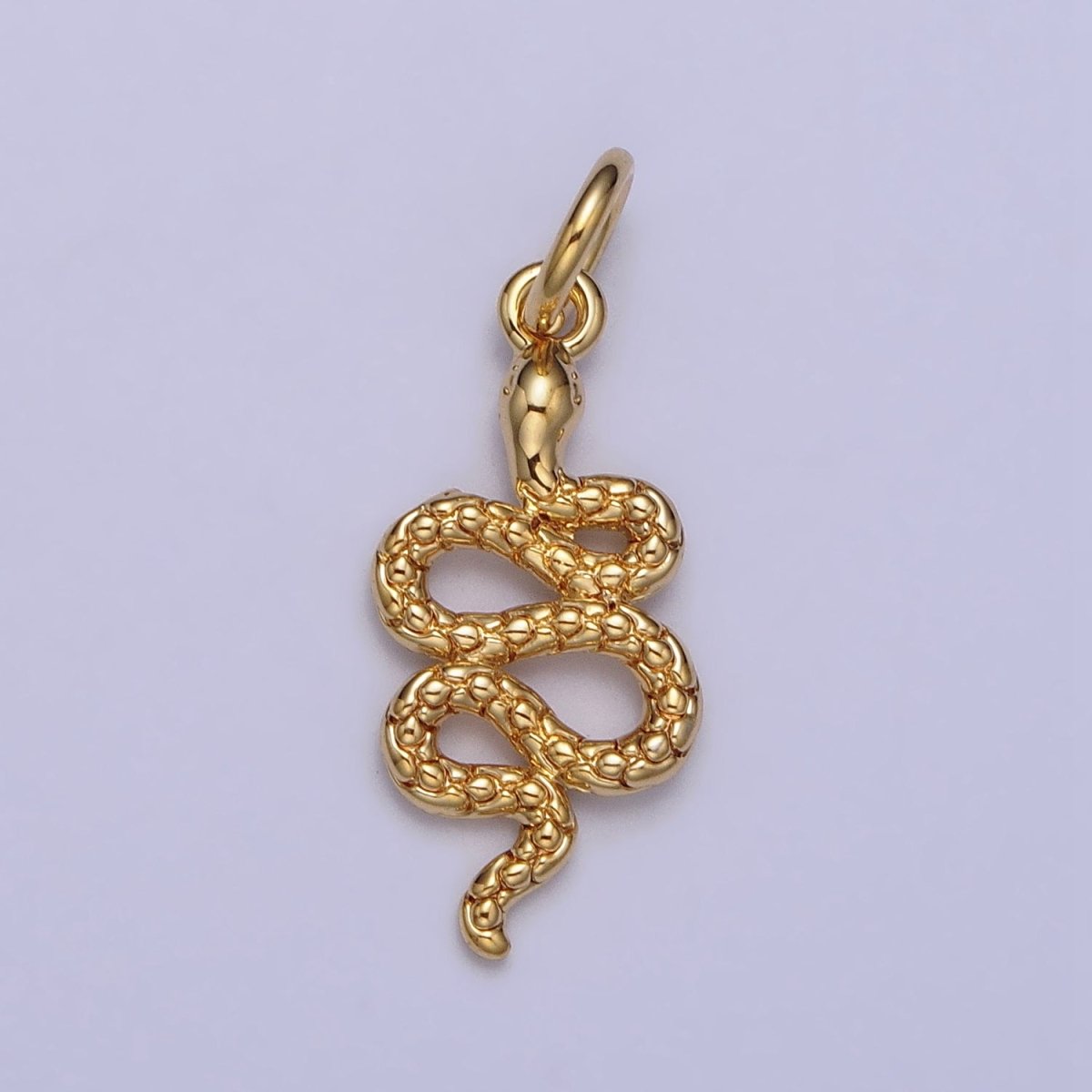 24K Gold Filled Slither Serpent Snake Scale Textured Charm in Gold & Silver | AC252 AC253 - DLUXCA