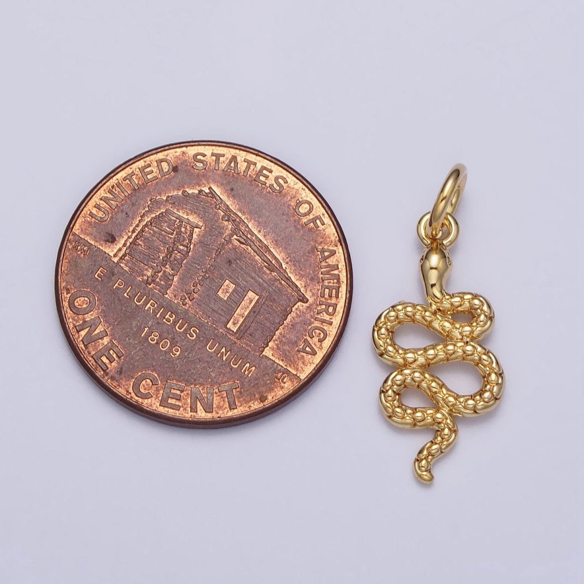 24K Gold Filled Slither Serpent Snake Scale Textured Charm in Gold & Silver | AC252 AC253 - DLUXCA