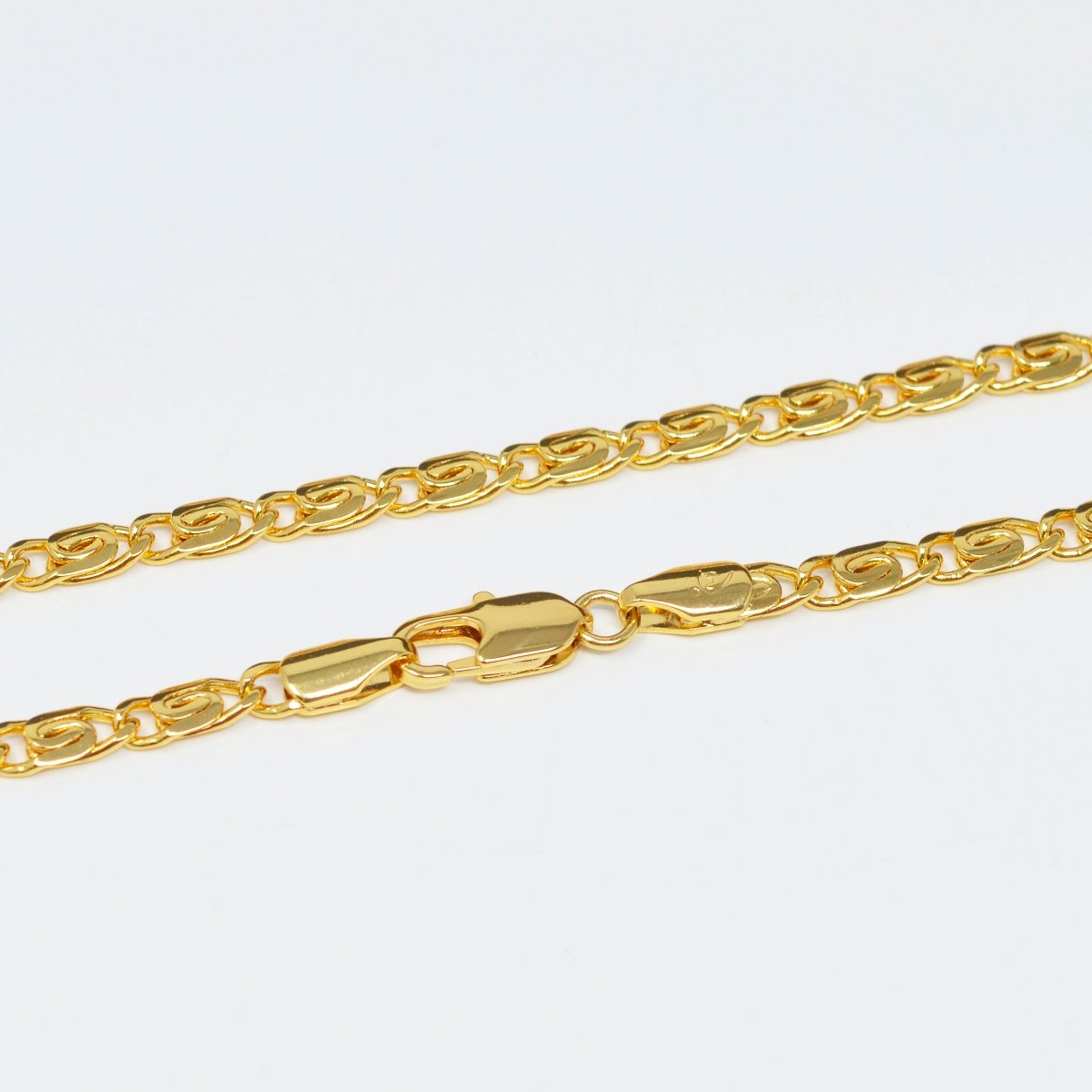 24K Gold Filled Snail Scroll Chain Finished Necklace - 20 Inches