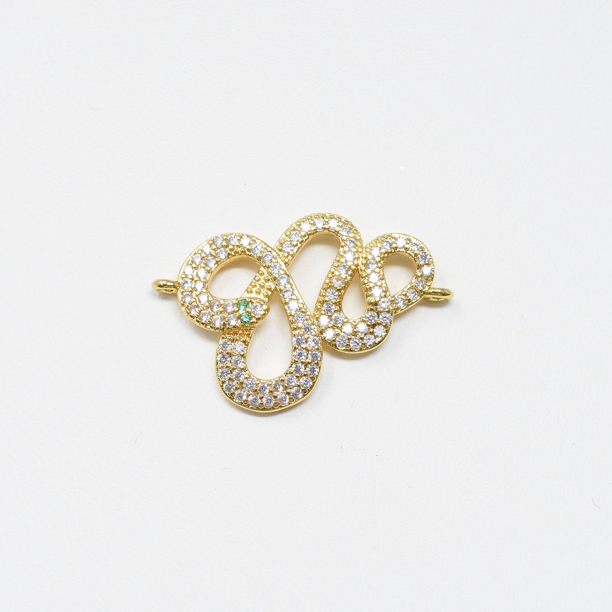 24k Gold Filled Snake Charm Connector CZ Snake Link Connectr Micro Pave Snake Link connector for Bracelet Necklace supply F-560 - DLUXCA