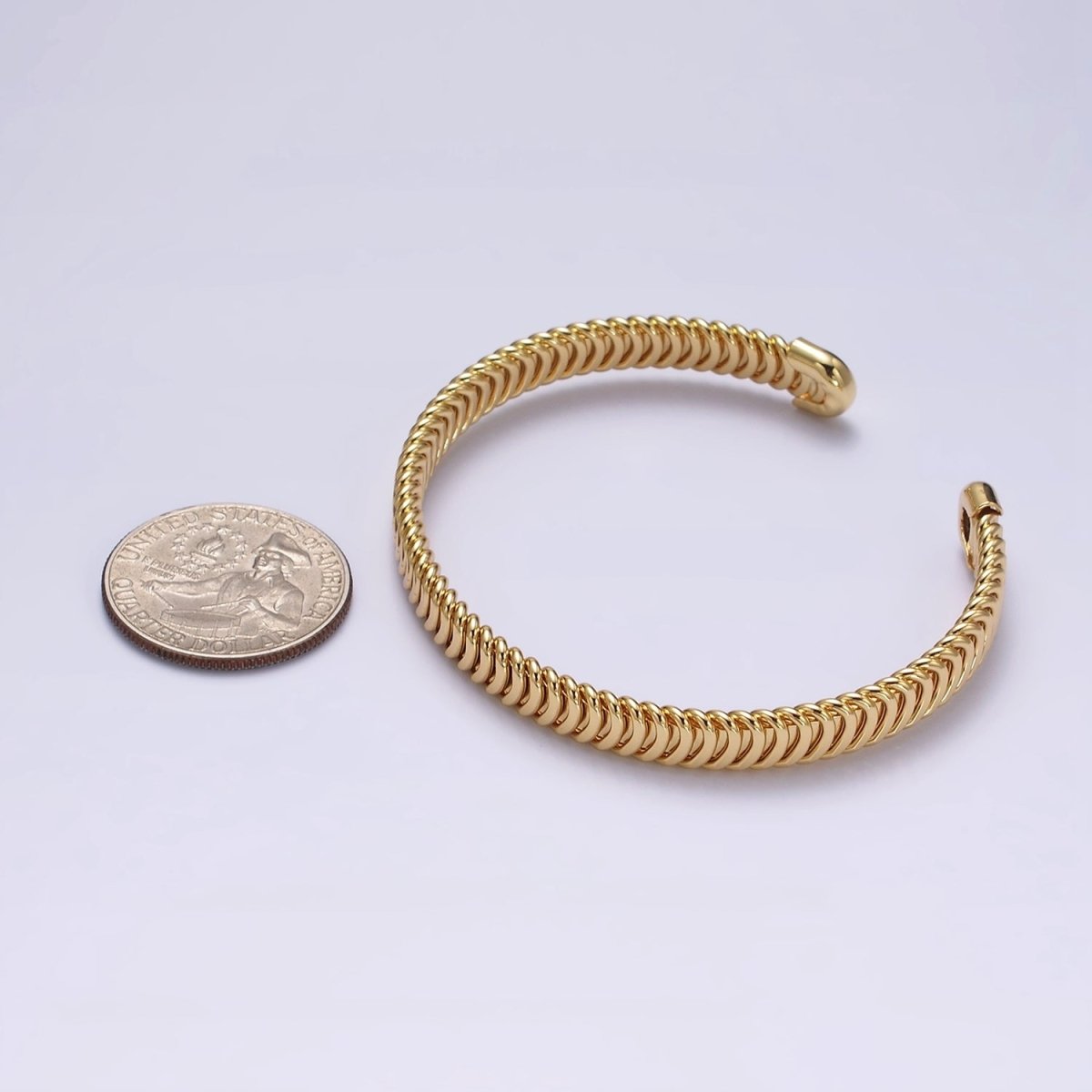 24K Gold Filled Snake Pattern Textured Cuff Bangle Bracelet in Silver & Gold | WA-1914 WA-1915 Clearance Pricing - DLUXCA