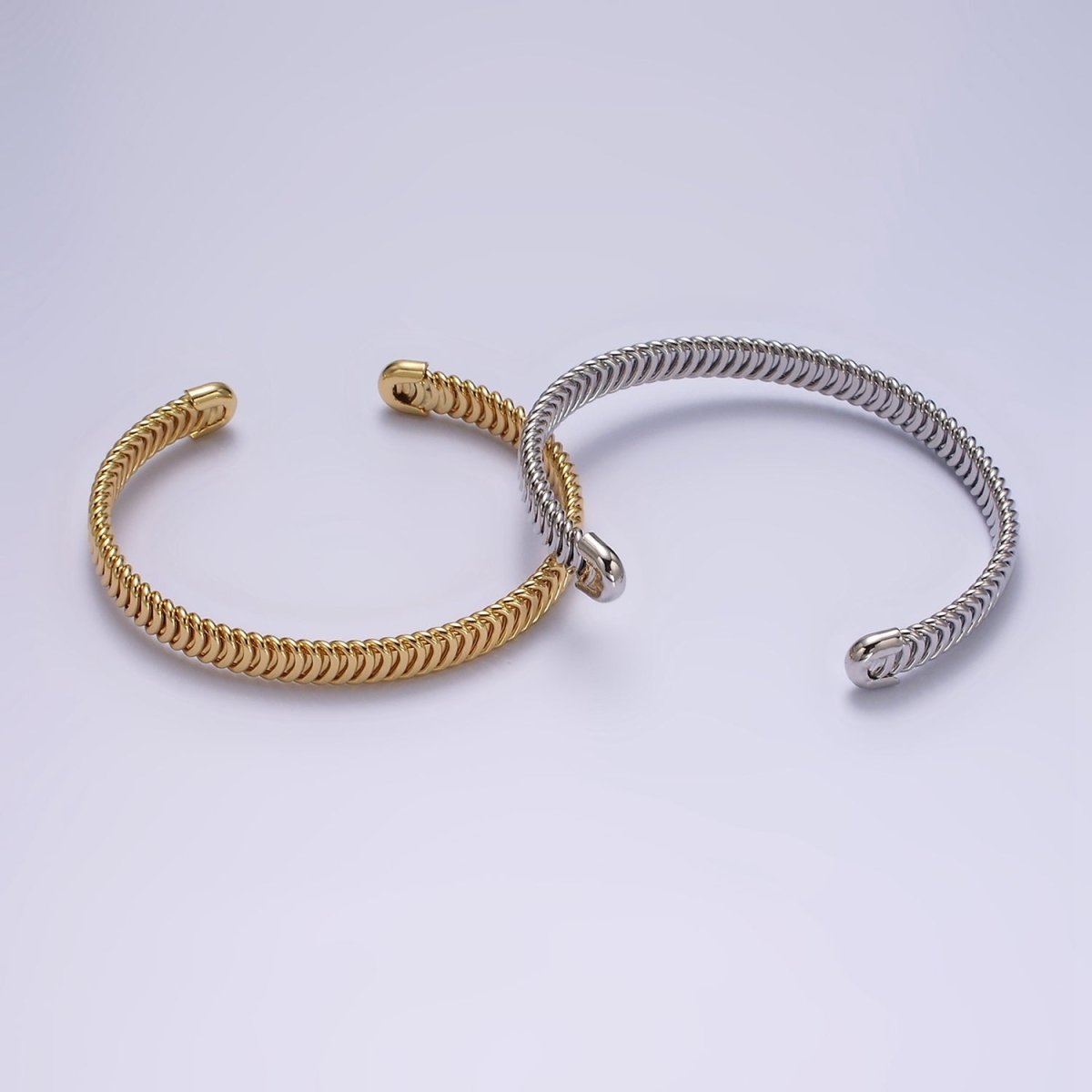 24K Gold Filled Snake Pattern Textured Cuff Bangle Bracelet in Silver & Gold | WA-1914 WA-1915 Clearance Pricing - DLUXCA