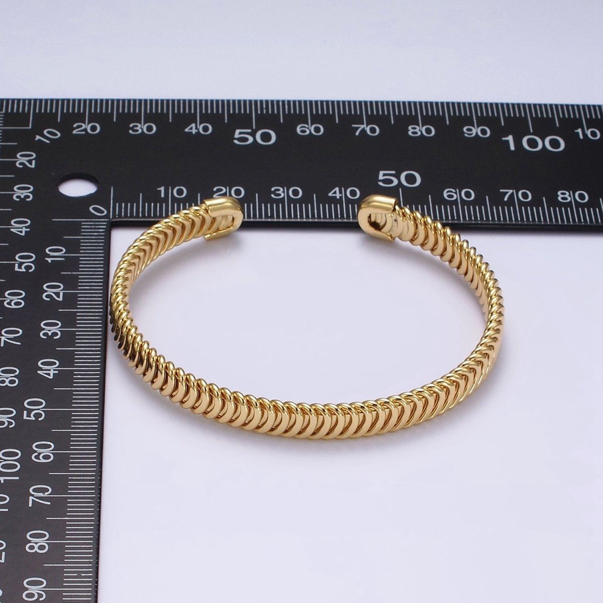 24K Gold Filled Snake Pattern Textured Cuff Bangle Bracelet in Silver & Gold | WA-1914 WA-1915 Clearance Pricing - DLUXCA