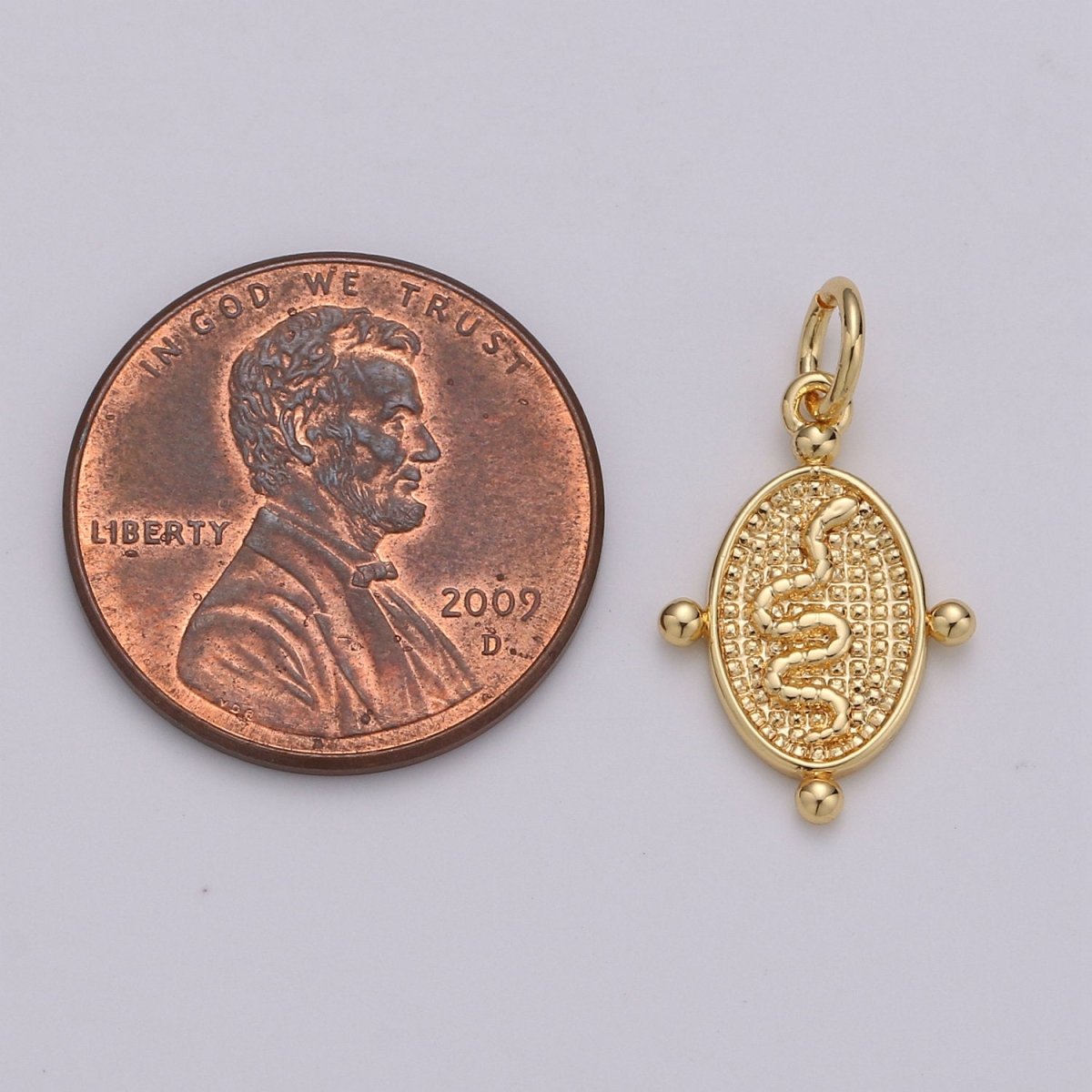 24k Gold Filled Snake Pendant Charm, Dainty Oval Pendant Charm, Gold Filled Pendant Silver Serepent Charm For DIY Jewelry D-435 D-436 - DLUXCA
