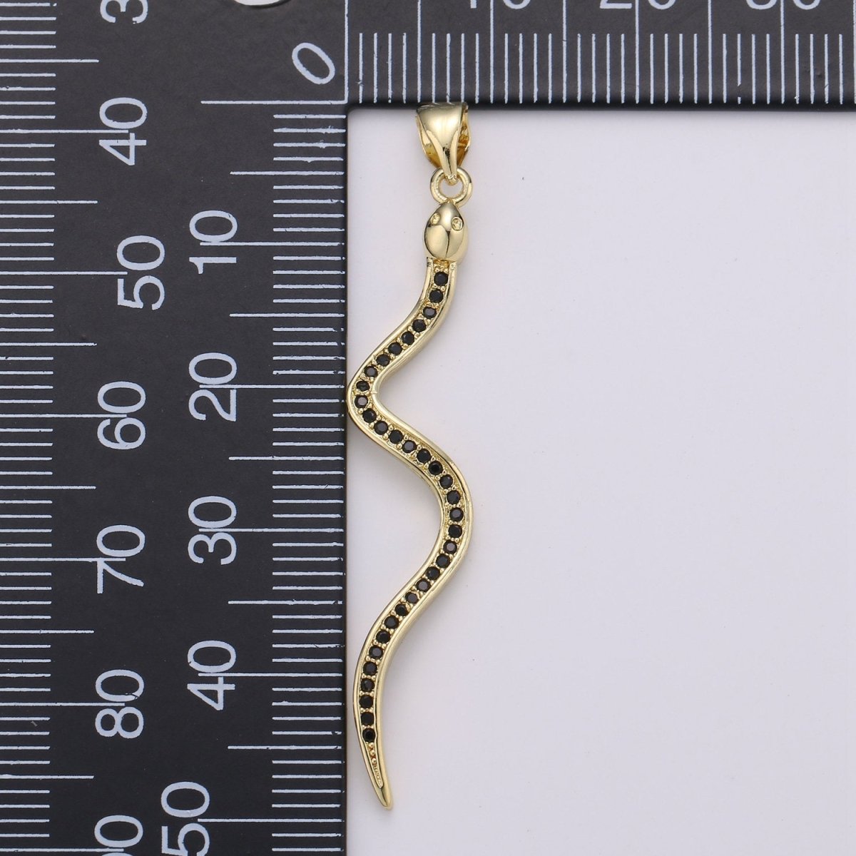 24K Gold Filled Snake Pendant, Gold Snake Charm Micro Pave Pendant Serpent Jewelry for Necklace Component I-780 - DLUXCA
