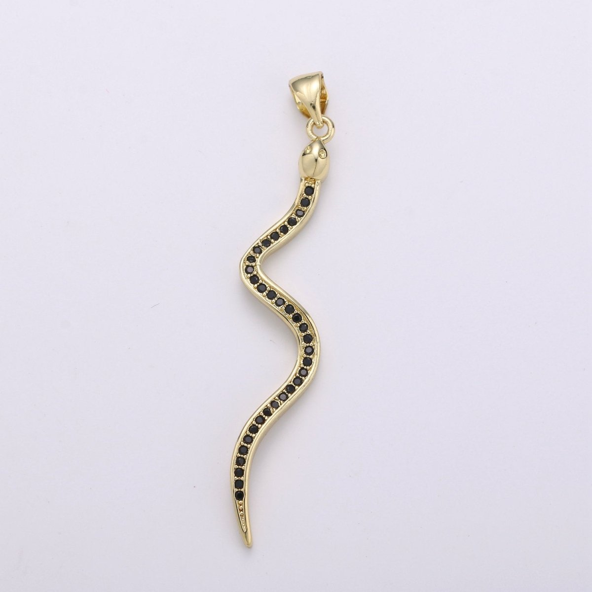 24K Gold Filled Snake Pendant, Gold Snake Charm Micro Pave Pendant Serpent Jewelry for Necklace Component I-780 - DLUXCA