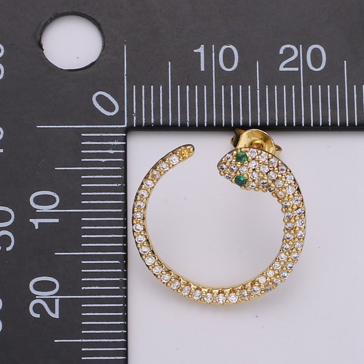 24k Gold Filled Snake Stud Earring, Micro Pave Snake Earring for DIY Earring Craft Supply Jewelry Making Supply Silver Serpent Earring Stud Q-140 Q-141 - DLUXCA